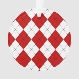 Preppy Raute Tartan Diamond Kariert Red White Ornament