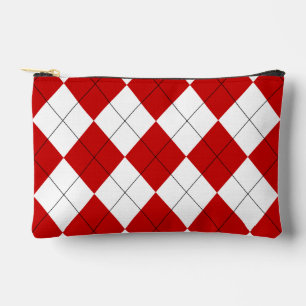 Preppy Raute Tartan Diamond Kariert Red White Zubehörtasche