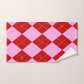 Preppy Raute Tartan Diamond Kariert Rotes Rosa Badhandtuch Set (Handtuch)