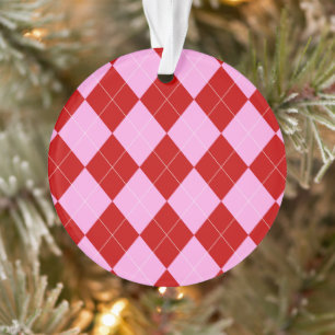 Preppy Raute Tartan Diamond Kariert Rotes Rosa Ornament