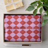 Preppy Raute Tartan Diamond Kariert Rotes Rosa Seidenpapier (Geschenk)