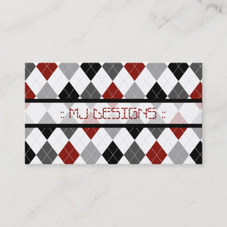 Preppy Rauten-Diamant-Muster-Geschäfts-Karte: rot Visitenkarte
