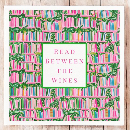 Preppy Read Between Wines Book Club Pink Serviette