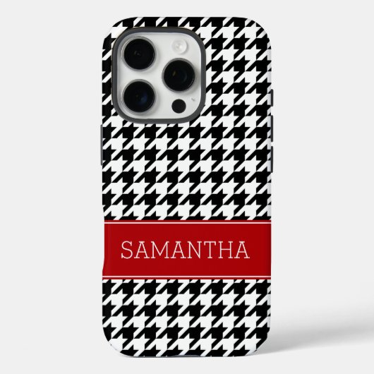 Preppy Red and Black Hahnentrittmuster Personalisi Case-Mate iPhone Hülle (Rückseite)