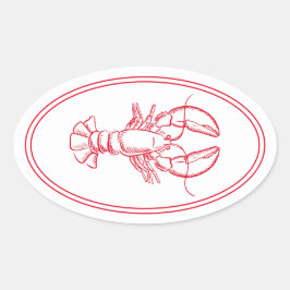 Preppy Red and White Lobster Ovaler Aufkleber