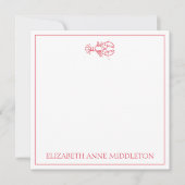 Preppy Red and White Lobster Personalisiert Mitteilungskarte (Vorderseite)