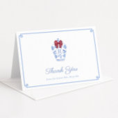 Preppy Red Bow Monogram Christmas Brautparty Dankeskarte