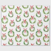 Preppy Red Bow Wreath Christmas Geschenkpapier (Flach)