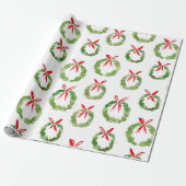 Preppy Red Bow Wreath Christmas Geschenkpapier (Ungerollt)