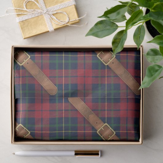 Preppy Red Christmas Plaid With Buckles Seidenpapier (Geschenk)