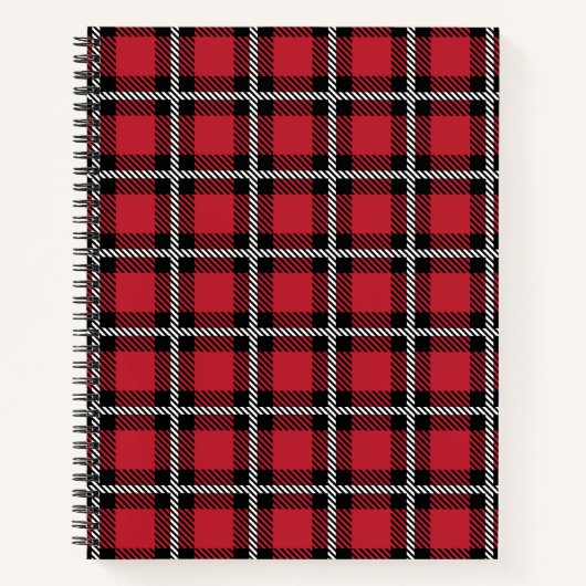 Preppy Red Grid Check Design Notizblock (Vorderseite)