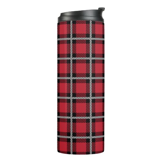 Preppy Red Grid Check Design Thermosbecher (Nach links gedreht)
