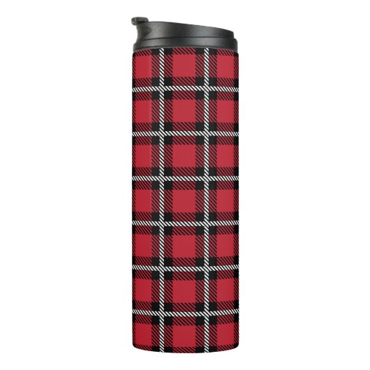 Preppy Red Grid Check Design Thermosbecher (Nach rechts gedreht)