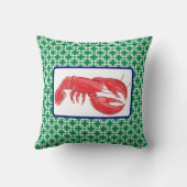 Preppy Red Lobster Green White Link Pattern Kissen (Rückseite)