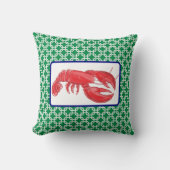 Preppy Red Lobster Green White Link Pattern Kissen (Vorderseite)