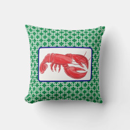 Preppy Red Lobster Green White Link Pattern Kissen