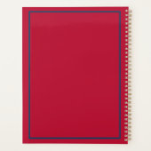 Preppy Red Navy Blue und Creme Monogram Planer (Rückseite)