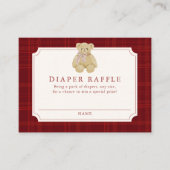 Preppy Red Plaid Teddy Bear Diaper Raffle Begleitkarte (Vorderseite)
