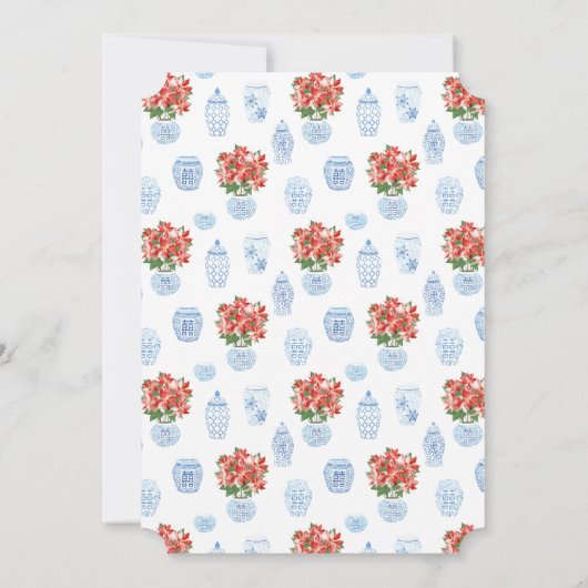 Preppy Red Poinsettia Holidays Brautparty Party Einladung (Rückseite)