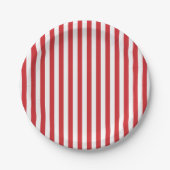 Preppy Red Stripe Pastel Paper Plates Pappteller (Vorderseite)