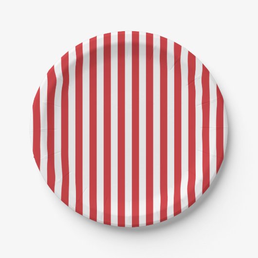 Preppy Red Stripe Pastel Paper Plates Pappteller (Vorderseite)