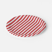 Preppy Red Stripe Pastel Paper Plates Pappteller (Schrägansicht)