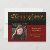 Preppy Red Tartan Kariert 2010Abschluss Einladung (Vorderseite)