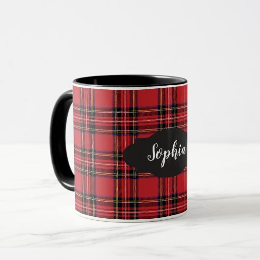 Preppy Red Tartan Kariert Combo Tasse (Vorderseite Links)