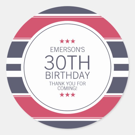 Preppy Red, White and Blue Danke Sticker (Vorderseite)