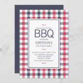 Preppy Red, White and Blue GRILLEN Einladung zum G (Vorne/Hinten)