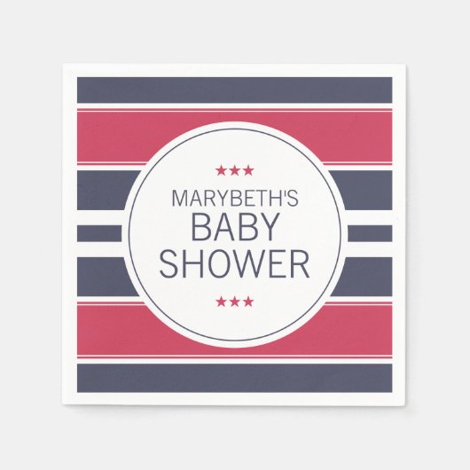 Preppy Red, White & Blue Baby Dusche Napkins Serviette (Vorderseite)