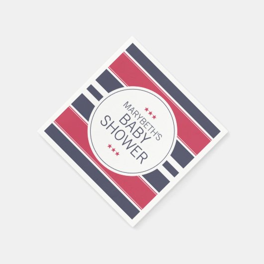 Preppy Red, White & Blue Baby Dusche Napkins Serviette (Ecke)