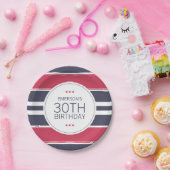 Preppy Red, White & Blue Birthday Paper Plate Pappteller (Party)
