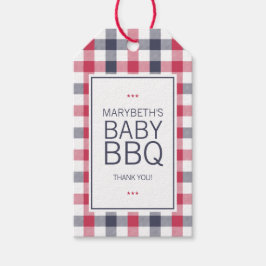 Preppy Red, White & Blue Kariert GRILLEN Baby Dusc Geschenkanhänger
