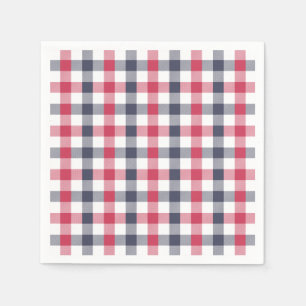 Preppy Red, White & Blue Kariert Paper Napkins Serviette