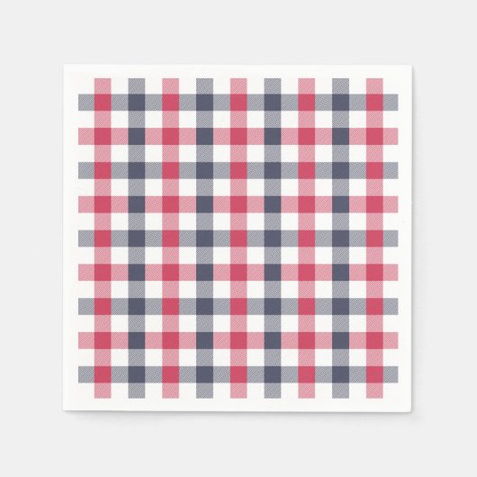 Preppy Red, White & Blue Kariert Paper Napkins Serviette (Vorderseite)