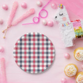 Preppy Red, White & Blue Kariert Paper Plate Pappteller (Party)