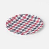 Preppy Red, White & Blue Kariert Paper Plate Pappteller (Schrägansicht)