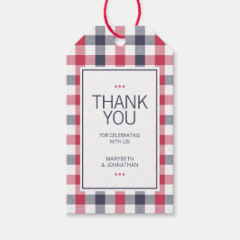 Preppy Red, White & Blue Kariert Wedding Vielen Da Geschenkanhänger