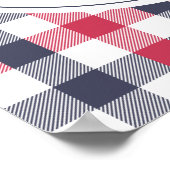 Preppy Red White & Blue Kariert Wedding Willkommen Poster (Ecke)