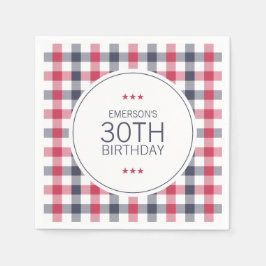 Preppy Red, White & Blue Karierter Geburtstag Serviette