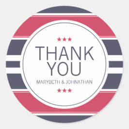 Preppy Red, White & Blue Strip Danke Sticker