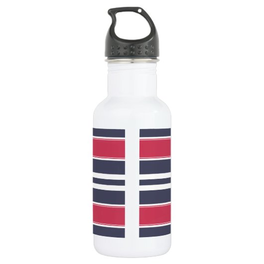 Preppy Red, White & Blue Strip Water Flasche Edelstahlflasche (Rückseite)