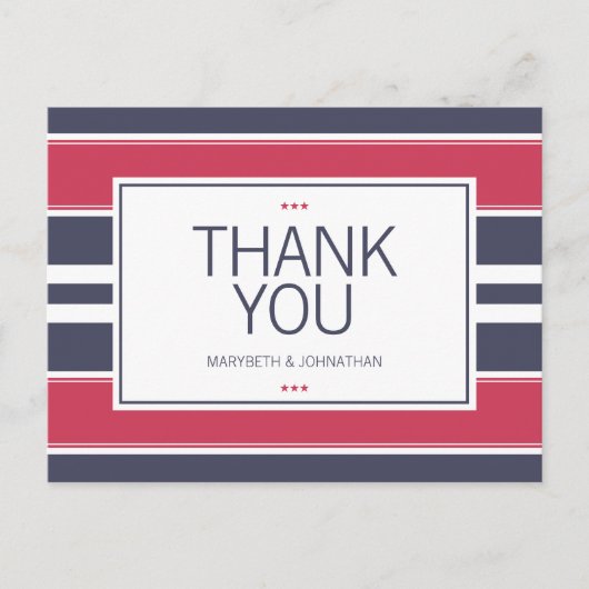 Preppy Red, White & Blue Vielen Dank Postcard Postkarte (Vorderseite)