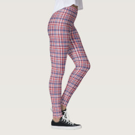 Preppy Red White Navy Blue Kariert Madras Tartan Leggings