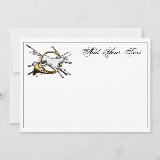 Preppy Reitpferd Jumping Horn Note Card Col Mitteilungskarte (Vorderseite)