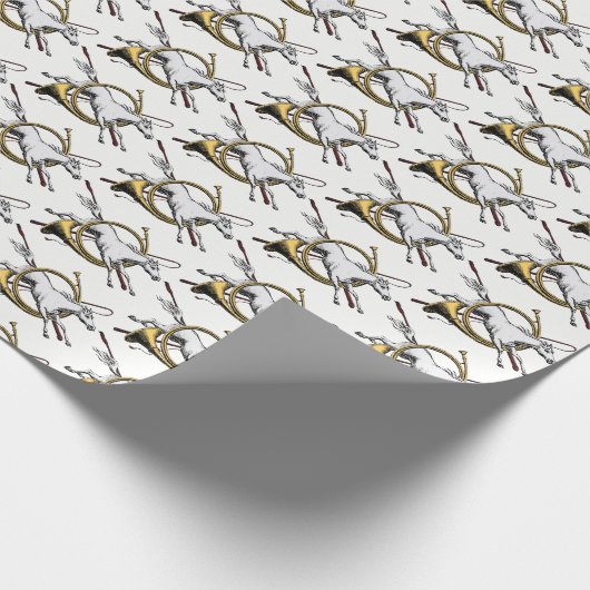 Preppy Reitpferd springt durch Hornfarbe Geschenkpapier (Ecke)
