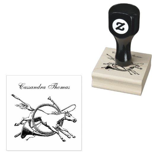 Preppy Reitpferd springt durch Hornfarbe Gummistempel (Stempel)