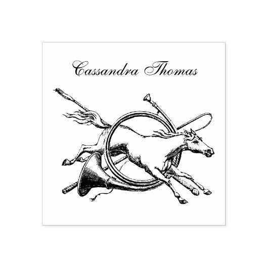 Preppy Reitpferd springt durch Hornfarbe Gummistempel (Prägung)