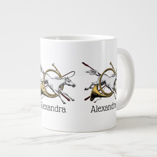 Preppy Reitpferd springt durch Hornfarbe Jumbo-Tasse (Vorderseite Rechts)